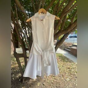 Derek Lam 10 Crosby white cotton faux tie shirt dress